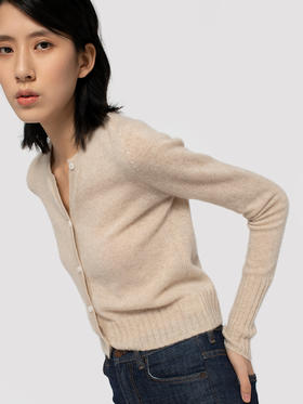 322工房无染色100羊绒衫女新款春秋薄款单穿长袖短款假式开衫A493