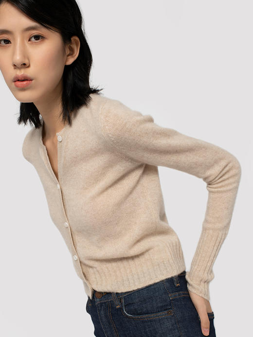 322工房无染色100羊绒衫女新款春秋薄款单穿长袖短款假式开衫A493 商品图0