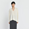 322工房纯喀什米尔羊毛衫女新款秋冬季长袖V领套头简约米白色针织打底衫 商品缩略图0