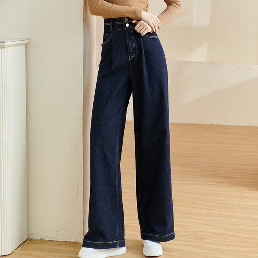 芳外【高腰牛仔裤】2025秋季新款时尚简约百搭直筒休闲裤女2639 商品图5