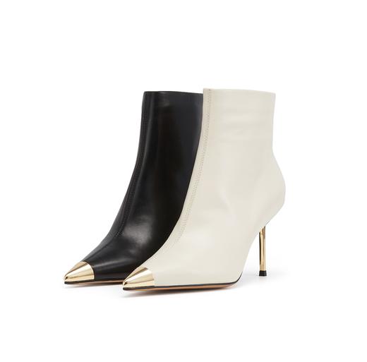 westory欧美尖头靴4寸胎牛皮靴细高跟尖头女单靴马丁靴显脚小及脚踝W23DS82901 商品图0