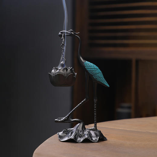 小仙鹤香炉家用创意复古摆件香薰炉盘香中式茶道摆件沉香香座香薰炉茶道 商品图5