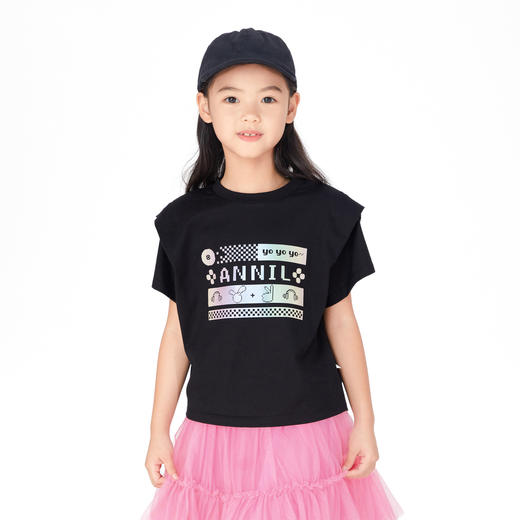 【实体店同款】女童装t恤纯棉夏装新款印花时髦短袖上衣安奈儿童装AG321718 商品图1