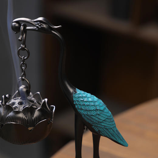 小仙鹤香炉家用创意复古摆件香薰炉盘香中式茶道摆件沉香香座香薰炉茶道 商品图2