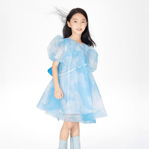 【实体店同款】女童礼服裙新款泡泡袖甜美生日演出服安奈儿童装AG323653 商品图1