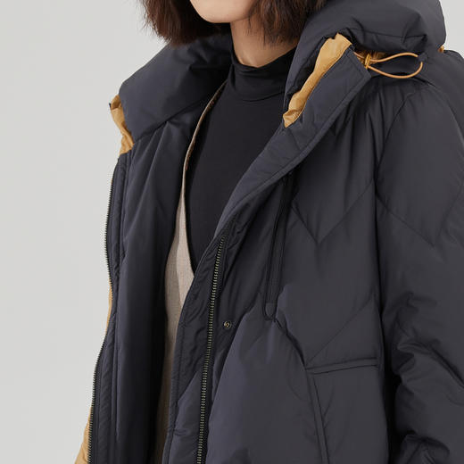 谜底长款加厚羽绒服女2023冬款设计感连帽修身鸭绒保暖239MY7306 商品图3