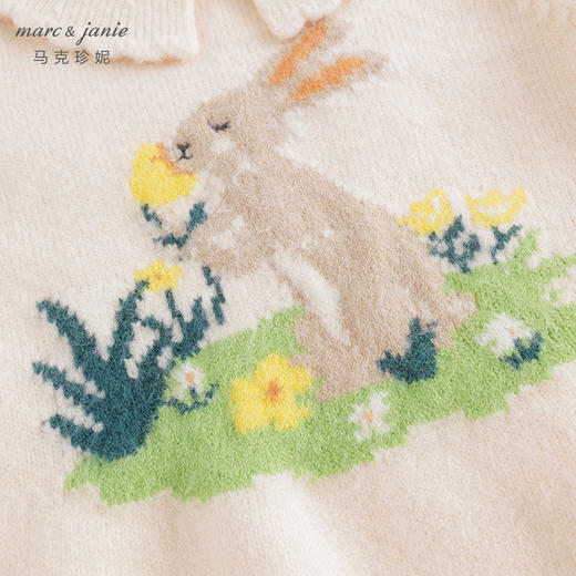 【抗起球】马克珍妮秋冬新款女童萌趣动物花边领毛衣231957 商品图4