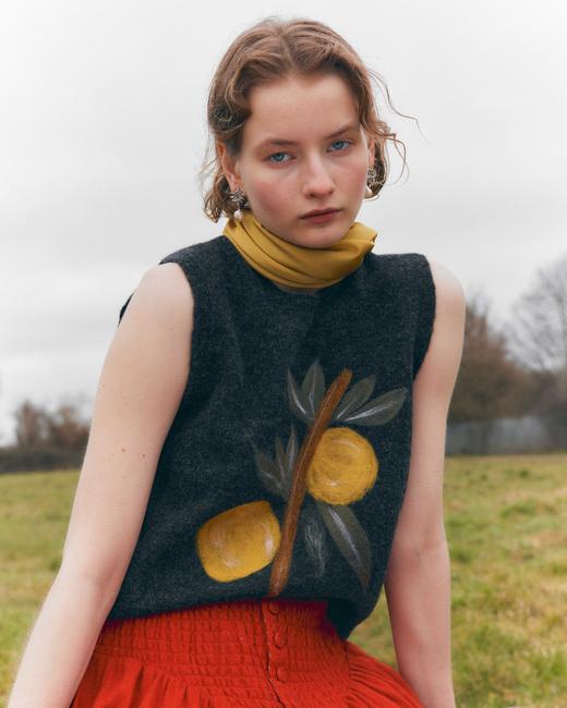 Renlisu 珊瑚红波浪碎褶A型半裙 商品图9