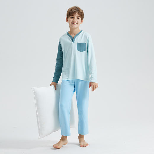 【专属】moodytiger儿童睡衣男女童23年秋季新款上衣长袖长睡裤家居服套装 M33120102 商品图3