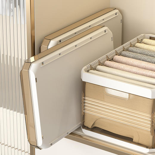 「升级可折叠！分格收纳」衣裤收纳盒分格盒带滑轮抽屉式透明可视家用带盖可折叠拆卸收纳整理盒 商品图2