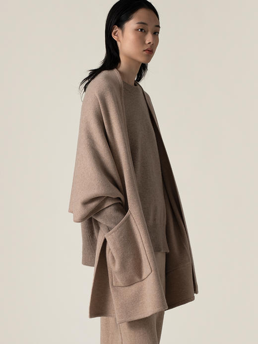 322工房多用披肩加厚羊毛羊绒大针织斗篷纯色秋冬款保暖围巾A953 商品图1