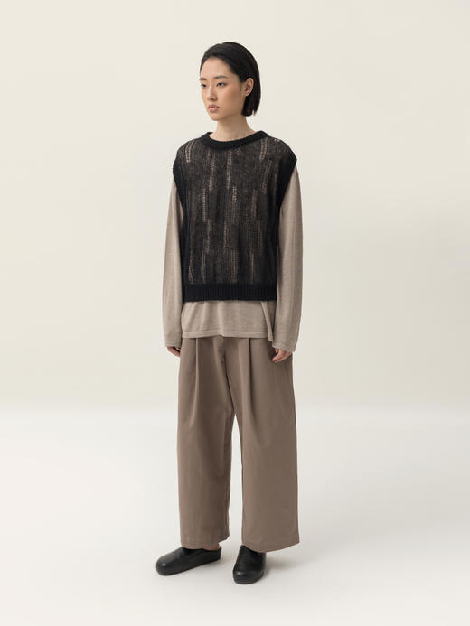 322工房搭配衣橱女士褶裥西裤2023春夏款棉混纺阔腿休闲裤子B115 商品图2