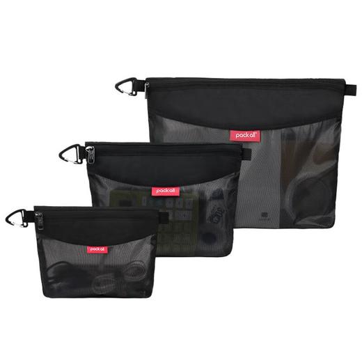 PackAll杂物袋旅行收纳袋化妆包 三件套黑色 商品图0