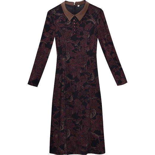 秋季新款，中长款A字裙时尚中老年妈妈装印花连衣裙QYM-YM-XGY239-Y 商品图4