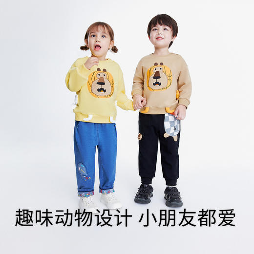 男童女童圆领长袖卫衣秋新款狮子卡通立体图案上衣安奈儿童装TM311033 商品图4