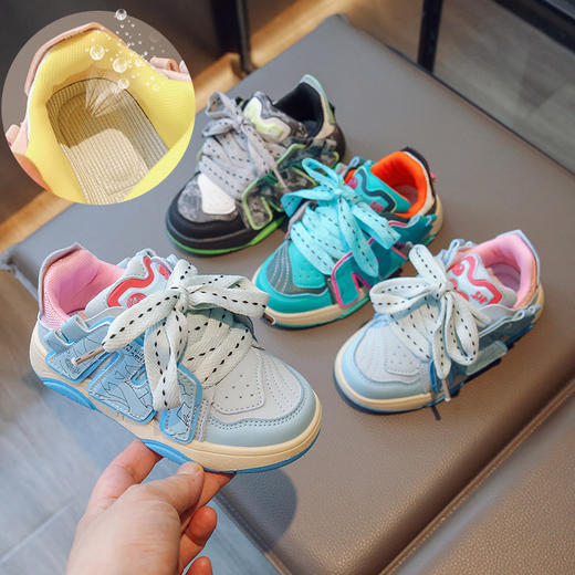 「四款配色！颜值派」儿童鞋子麦旋风滑板鞋2023秋季新款男童休闲面包鞋女童字母运动鞋童装 商品图1