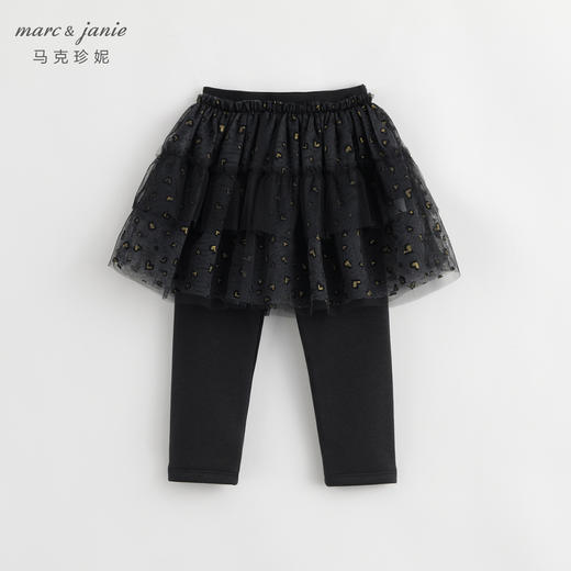 【黑科技蓄热】马克珍妮秋冬 女童烫金网纱加绒裙裤 232036 商品图0