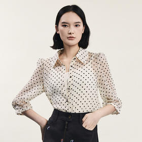 谜底两件套衬衫分袖女2023秋新款复古文艺植绒提花衬衣239MC7326