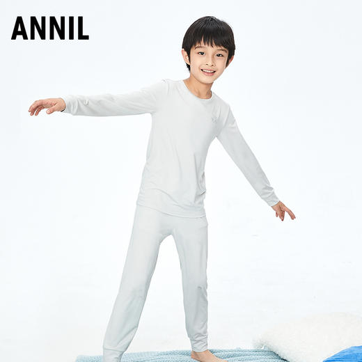 【实体店同款】男童女童轻柔保暖抗菌秋衣裤套装2023年秋季新款安奈儿童装JM337556 商品图3