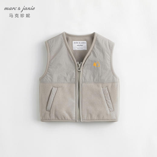 【山系户外】马克珍妮男童拼接摇粒绒马甲秋装背心儿童上衣241156 商品图3