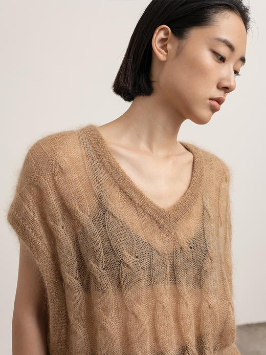 322工房KING马海毛无袖大廓形包臀马甲2023秋冬百搭针织背心B123 商品图2