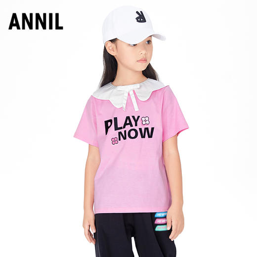 【实体店同款】女童圆领针织衫买即赠领子2023年夏季新款安奈儿童装AG321717 商品图1