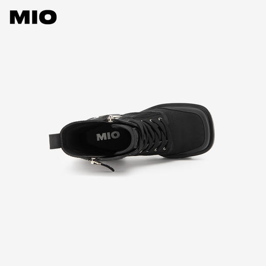 MIO米奥冬季方头高跟中筒靴酷飒厚底户外工装靴马丁靴女靴M235630212 商品图2