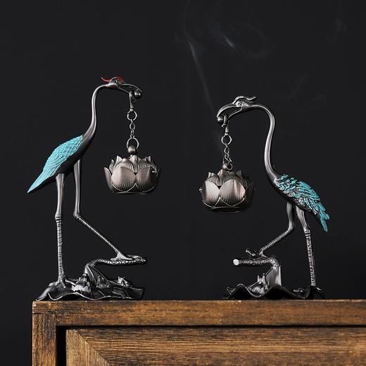 小仙鹤香炉家用创意复古摆件香薰炉盘香中式茶道摆件沉香香座香薰炉茶道 商品图0