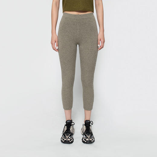 322工房纯羊绒裤女新款冬季休闲内穿打底保暖修身针织长裤子 商品图1