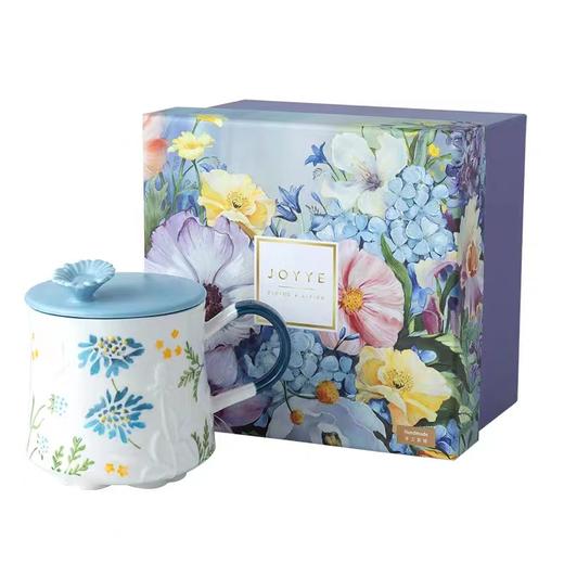 梦里花JOYYE大容量咖啡杯浮雕带盖礼盒 商品图1