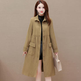 QYM 83829-Y时尚气质外套宽松休闲单排扣风衣