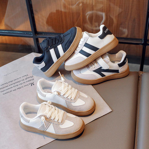 「四款配色」儿童德训鞋2023新款春秋男童休闲板鞋复古女童装运动鞋中大童ins潮 商品图0