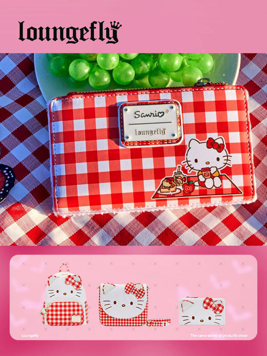 Loungefly Sanrio Hello Kitty Gingham Cosplay Flap Wallet 三丽鸥凯蒂猫方格折叠钱包 SANWA0954 商品图1