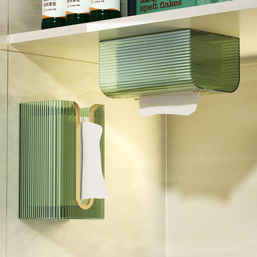 「两色可选！壁挂式」纸巾盒壁挂式浴室卫生间洗脸巾口罩收纳整理厨房用品倒挂免打孔纸抽盒 商品图1
