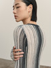 322工房超幼马海毛竖条纹针织套头衫2023秋冬款v领长袖针织衫B121 商品缩略图2