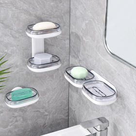 「双层设计！抽屉式」创意肥皂盒浴室卫生间免打孔壁挂式沥水双层不积水收纳整理稳固肥皂盒