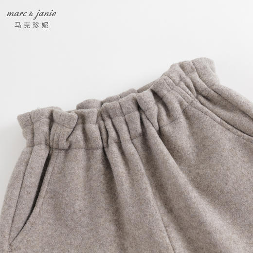 马克珍妮秋冬新款女童时尚花边腰毛呢阔腿裤儿童裤子232019 商品图3