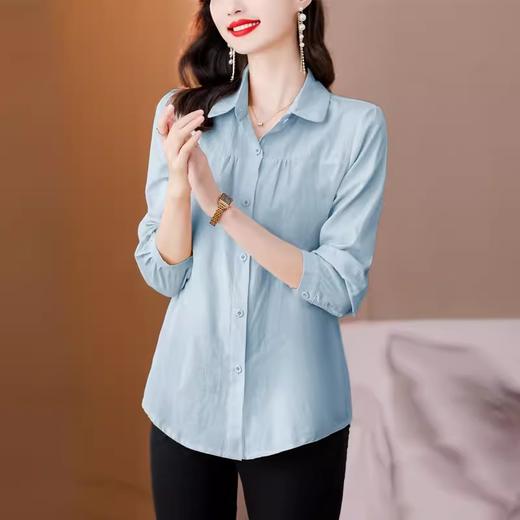 A6241 棉麻衬衫女长袖秋季2023年新款漂亮宽松显瘦上衣妈妈气质内搭衬衣 商品图1