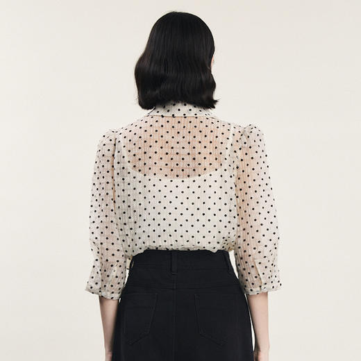 谜底两件套衬衫分袖女2023秋新款复古文艺植绒提花衬衣239MC7326 商品图2