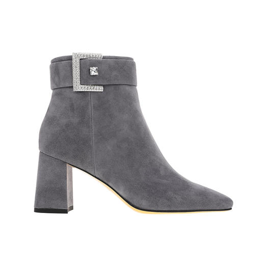 sheme新生系列进口羊反绒面料优雅时尚水晶扣饰女士短靴可定制 商品图0