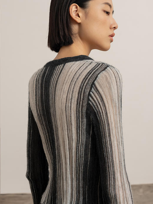 322工房清透超幼马海毛针织毛衣外套2023秋长袖女士百搭开衫B127 商品图3