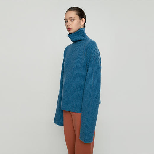 322工房纯羊绒衫女新款冬纯色高领加厚宽松廓形慵懒风针织衫毛衣 商品图2