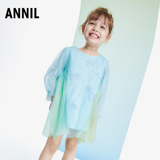 女童公主裙气质甜美秋季新款长袖中长款宝宝洋气连衣裙安奈儿童装TG313068 商品图1