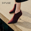 Dfuse迪芙斯秋冬新款羊反绒法式方头高跟踝靴短靴DF34116030 商品缩略图0