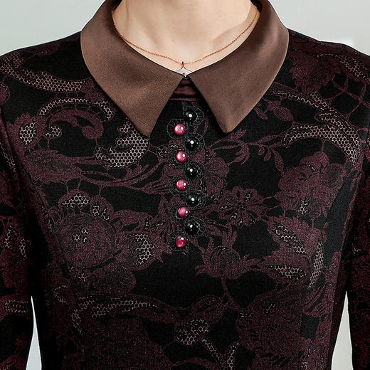 秋季新款，中长款A字裙时尚中老年妈妈装印花连衣裙QYM-YM-XGY239-Y 商品图3