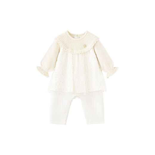 【商场同款】英氏婴儿衣服羊毛蚕丝连体衣女宝秋冬保暖哈衣 商品图4