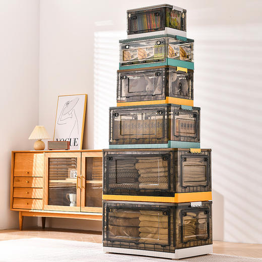 「四款尺寸！两色可选」搬家大号收纳箱可侧开门衣物整理玩具收纳防尘带滑轮塑料折叠箱 商品图2