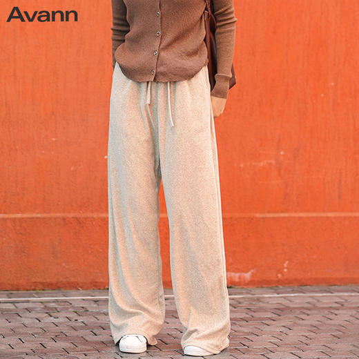 Avann慵懒风软糯阔腿裤 仿羊绒阔腿裤8096 商品图0