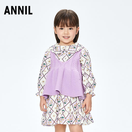 【实体店同款】女童田园风两件式连衣裙套装2023年秋季新款安奈儿童装XG333526 商品图0