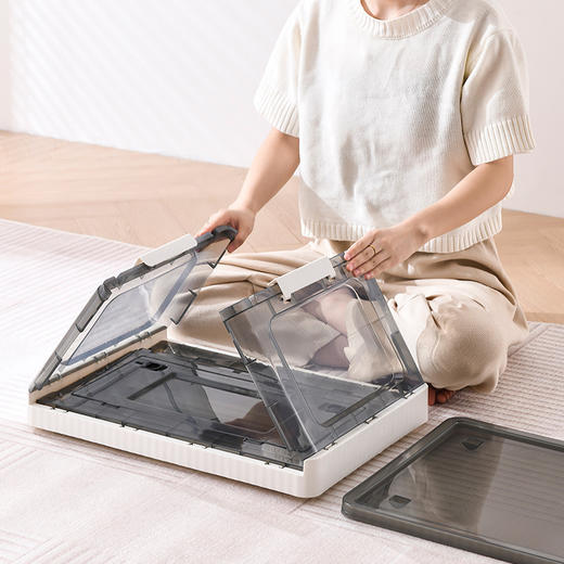 「四款尺寸！两色可选」搬家大号收纳箱可侧开门衣物整理玩具收纳防尘带滑轮塑料折叠箱 商品图1